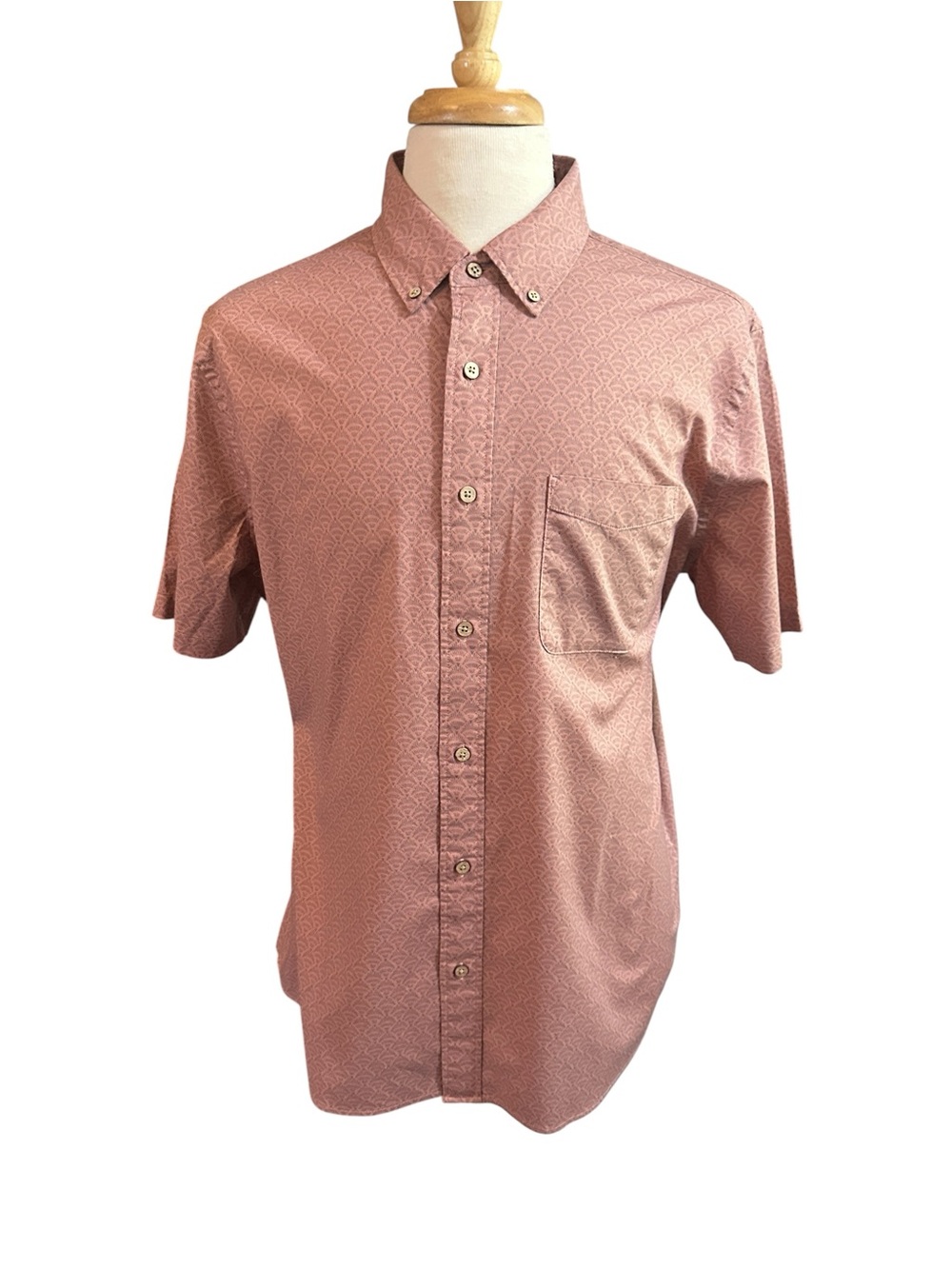 Faherty Mens XL Shirt Short-Sleeve Tropical Blue Print Button-Up Cotton Casual